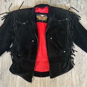 Harley Davidson Vintage Suede fringe leather Jacket Size Small